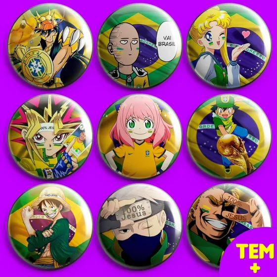 Botton Copa Anime - Kit Com 20 Bottons Broche Boton Pin