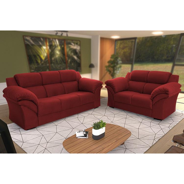 Conjunto Sofá Windsor Velut Vermelho 3/2 Lugares 2,04m/1,59m Conjunto Sofá Windsor Velut Vermelho 3/2 Lugares 2,04m/1,59m