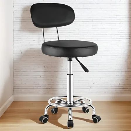 Silla De Escritorio Ouo Lt00334e Taburete Giratorio Negra Con Tapizado De Cuero Sintético