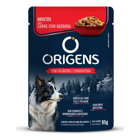 Sachê Origens Para Cães Adulto Sabor Carne 85g Caixa 18un