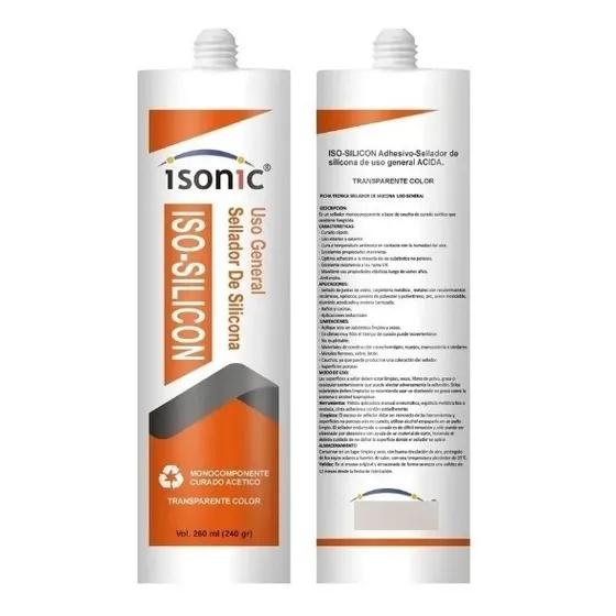 Silicon Sellado Profesional Acetico Uso General Marca Isonic