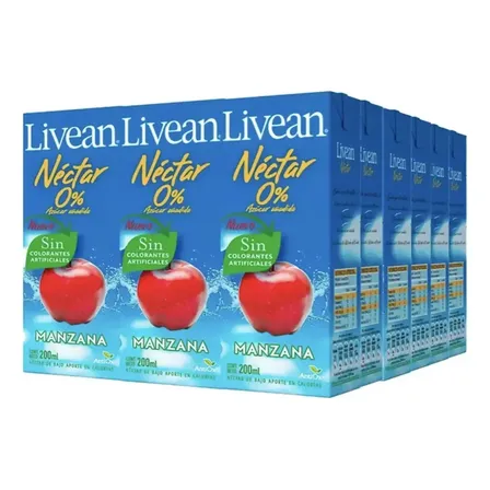 Pack 24 Jugo Nectar Livean Sabor Manzana 200cc