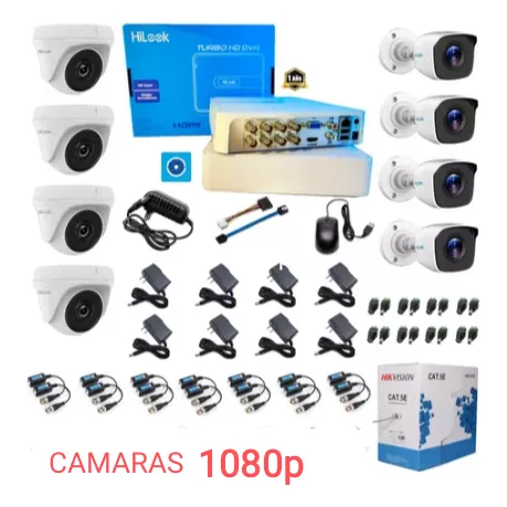 Kit 8 Camaras  De Seguridad Dvr 8 Canales 1080p