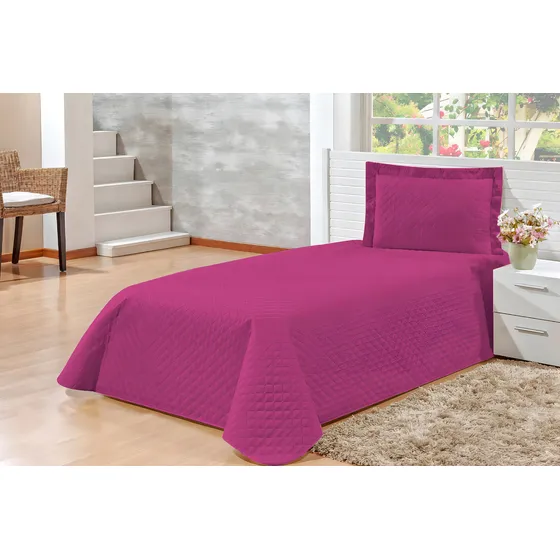 Kit Colcha Cama Box Veneza Solteiro Cobre Leito 2pç Cor Pink