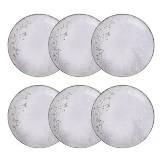 Tramontina Conjunto de 6 Pratos Fundos de Porcelana Tramontina Floralis com Estam