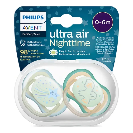 Chupeta Avent Ultra Air Night Time 0-6 Meses Brilha Escuro