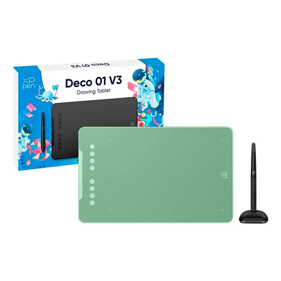 Mesa Digitalizadora Xp-pen Deco 01 V3 Pen Tablet Verde Usb-c Cor Verde-claro