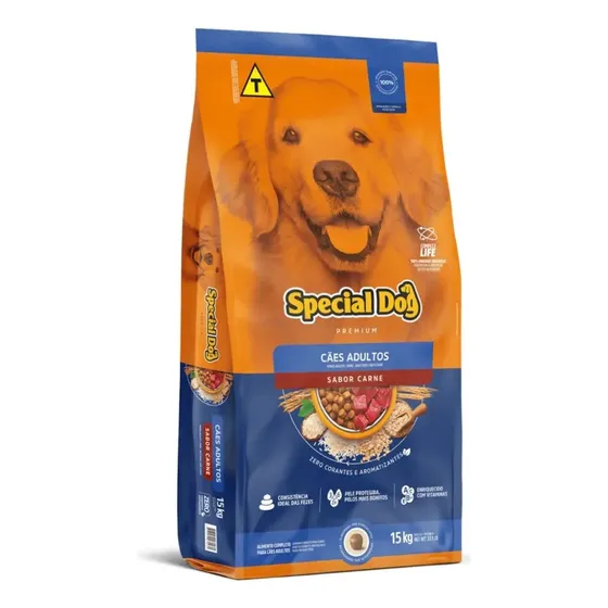 Ração Special Dog Premium Cão Adulto Todos os Tamanhos Sabor Carne de 15 kg