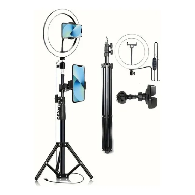 Aro Anillo Luz Ajustable Led 26cm Con Trípode Cuo