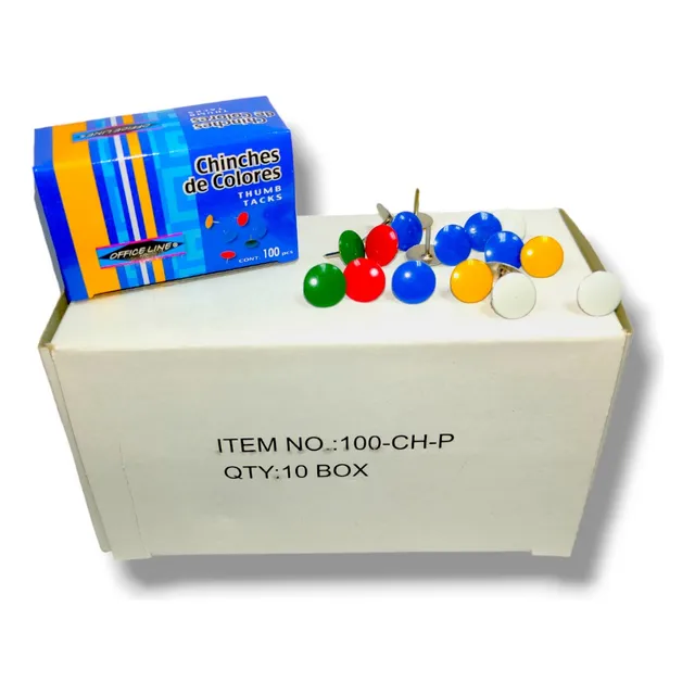 Chinche De Colores Office Line Pack De 10 Cajas X 100 Und