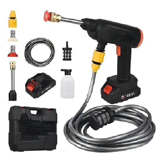 Hidrolavadora Inalambrica Portátil Recargable 48v 2 Baterías Color Negro Frecuencia 50 110V
