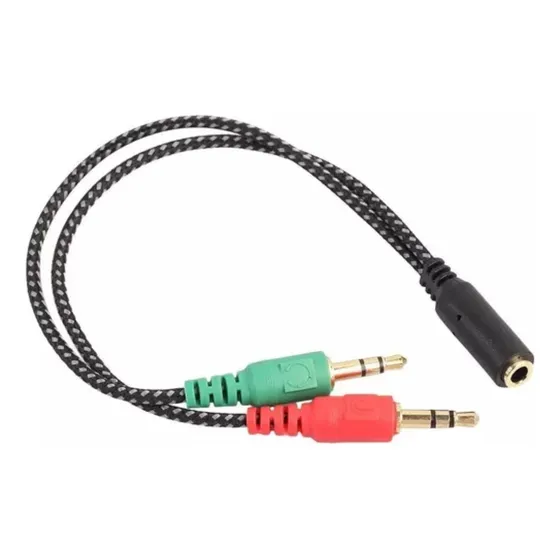Cable Splitter De Audifono  Audio Y Micrófono Macho Y Hembra