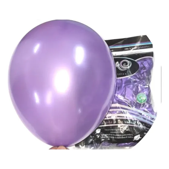 100 Globos Metalicos Aperlados Latex #12 Morado Helio Color Morado Metalico Morado Metalico Latex