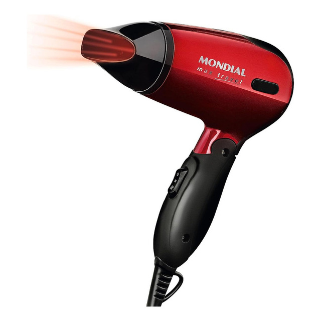 Mondial Max Travel Sc-10 Secador De Cabelo 1200w Bivolt Cor Vermelho/preto 127/220v Mondial Max Travel Sc-10 Secador De Cabelo 1200w Bivolt Cor Vermelho/preto 127/220v