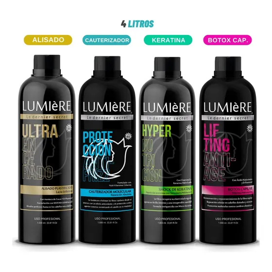 Alisado Encerado + Cauterizador+ Keratina + Botox Lumiere 4l
