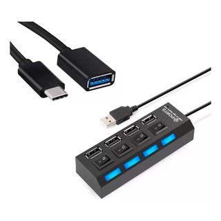Hub 4 Portas Usb + Otg Tipo C Mobilador Celular Kit Gamer Hub 4 Portas Usb + Otg Tipo C Mobilador Celular Kit Gamer