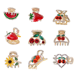 Kit 7 Piranhas De Cabelo Strass Formato De Fruta Moda Linda Kit 7 Piranhas De Cabelo Strass Formato De Fruta Moda Linda