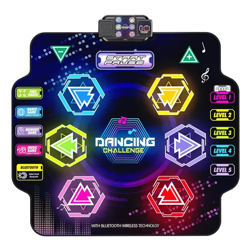 Alfombra De Baile TERRAMUS Para Niños De 3 A 12 Años – Con LED, Bluetooth, 5 Modos De Juego Y 2 Jugadores