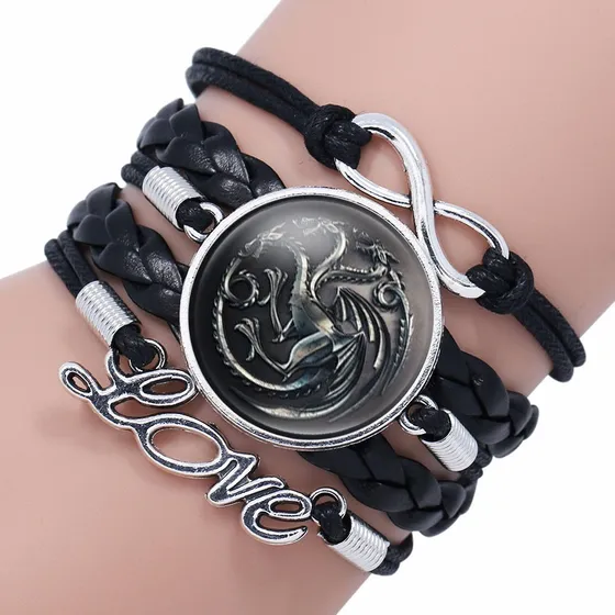 Pulsera Game Of Thrones Casa Stark Targaryen Lannister Color Negro
