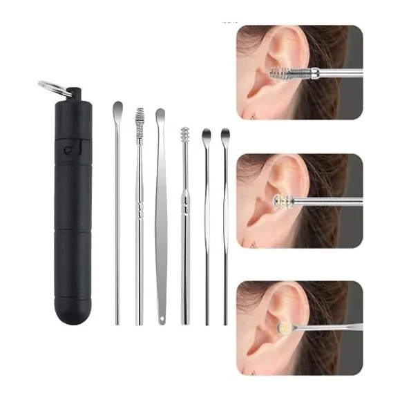 Pinzas Limpiador De Oídos Acero Inoxidable 6 Pinzas 