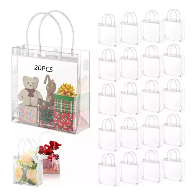 20 Sacolas De Presentes Transparentes Com Alça, Lembranças D