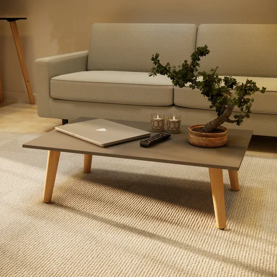 Mesa De Centro Grande 80x42 Retangular Com Pés Em Madeira