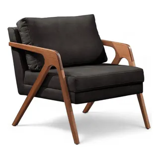 Poltrona Corino Decorativa Cadeira Moderna Madeira Sala Cor Preto Corino Desenho Do Tecido Liso Poltrona Corino Decorativa Cadeira Moderna Madeira Sala Cor Preto Corino Desenho Do Tecido Liso