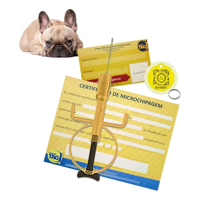 5 Microchip Seringado 2x12mm Animall Tag + Medalha Qr Code
