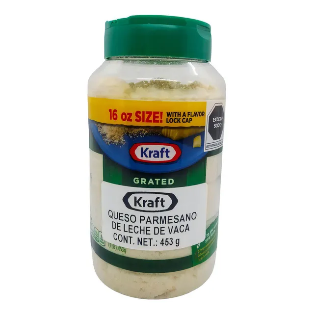 Queso Parmesano Rallado De Leche De Vaca Kraft 453 Gr