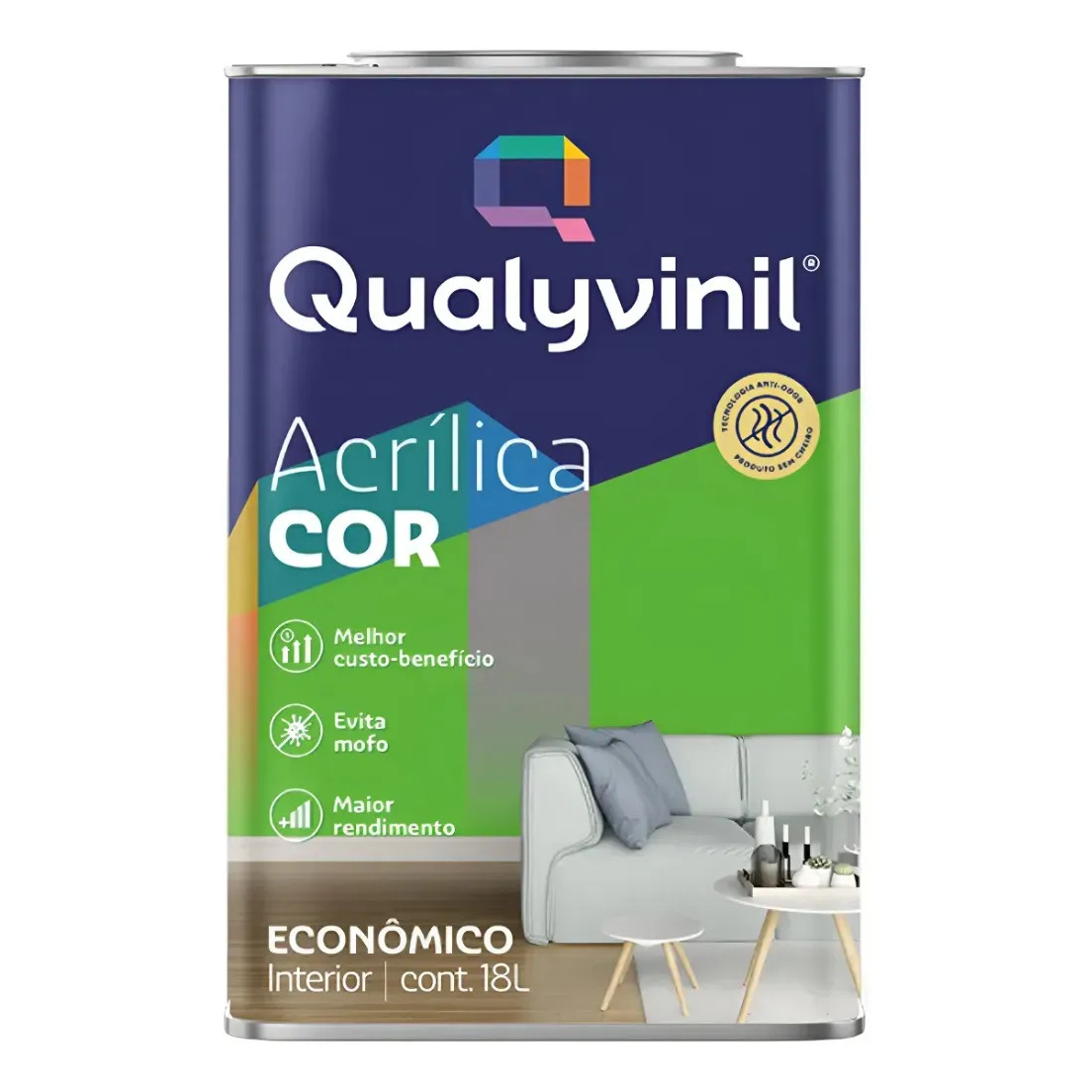 Qualyvinil Acrilica Economica Branco 1 8l Bco Balde Cor Verde-limão