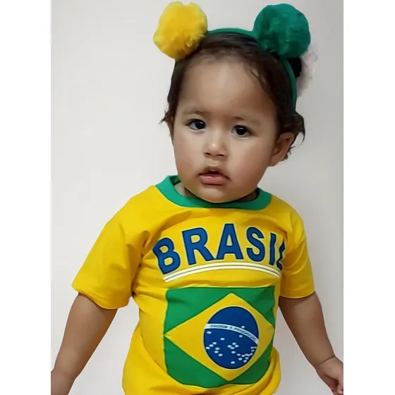 Camisa Bêbe Infantil Seleção Brasileira Algodão 1 A 3 Anos 