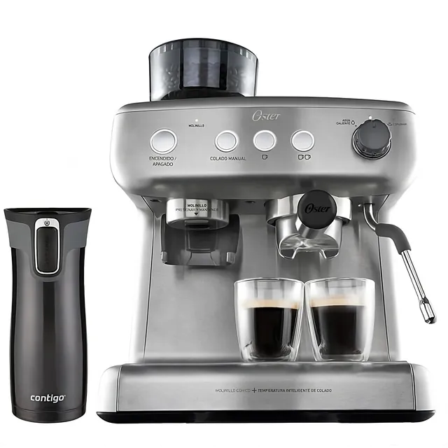 Cafetera Espresso Oster Perfect Brew 15 Bar Molino Integrado Color Acero inoxidable
