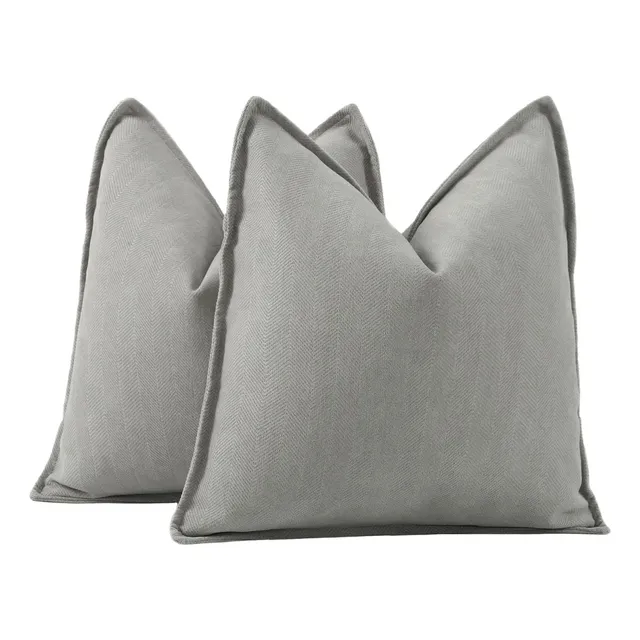 2 Fundas De Cojín Decorativas De Pana De Estilo Bohemio 45cm Gris Pana