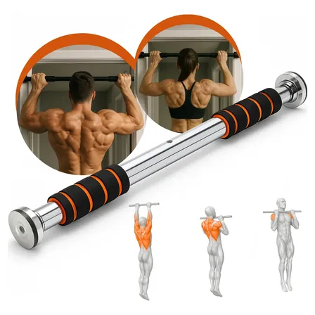 Barra De Porta Ajustável Artezenato Apoio Regulável 60 A 100cm Flexão Fixa Musculação Crossfit Prata