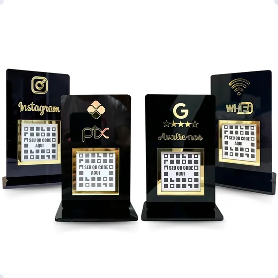 Placa Pix Para Pagamento Qr Code Em Acrílico, Display 