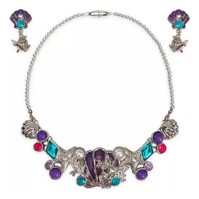 Ariel La Sirenita Set Joyas Collar Y Aretes Disney Store