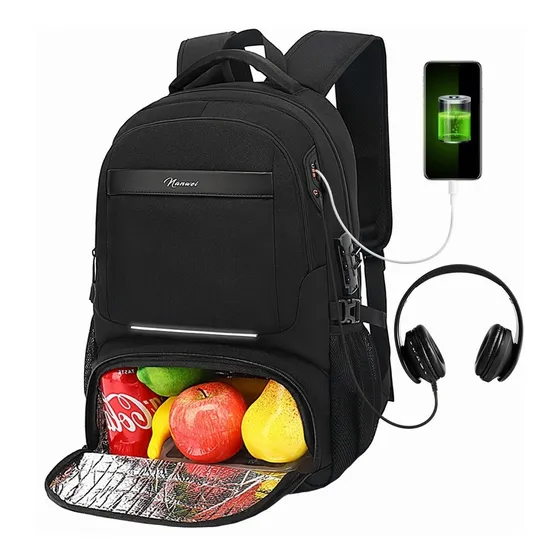 Nanwei Nbk01 Mochila De Almuerzo Antirrobo Impermeable A Portátil 15,6i Color Negro Diseño De La Tela Oxford 900d