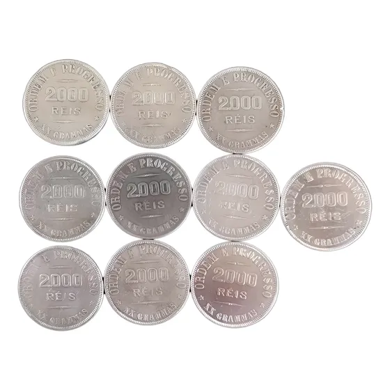 10 Moedas Xx Gramas 2000 Réis República 1906 A 1912 Prata