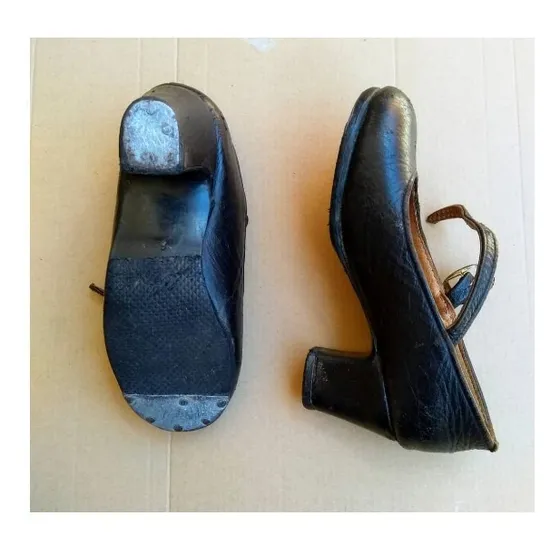 Zapatos Flamenco Negros Usados De Piel Para Niña Talla 6 
