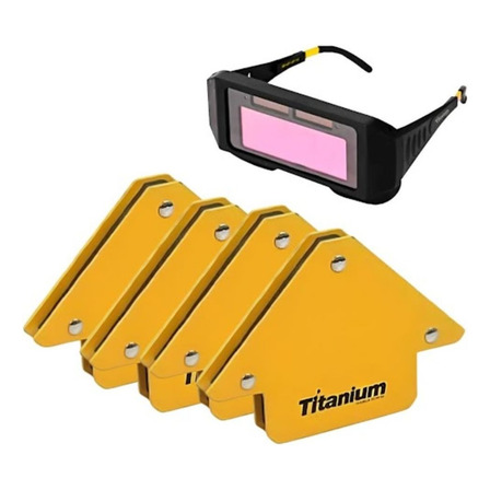 Kit 4 Esquadros Magnéticos 12kg E Óculos Solda Automático Kit 4 Esquadros Magnéticos 12kg E Óculos Solda Automático