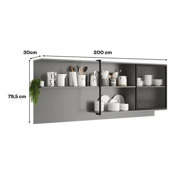 Plano de cocina de 2000 mm, cristal de titanio Lotus Carraro, 1 punto