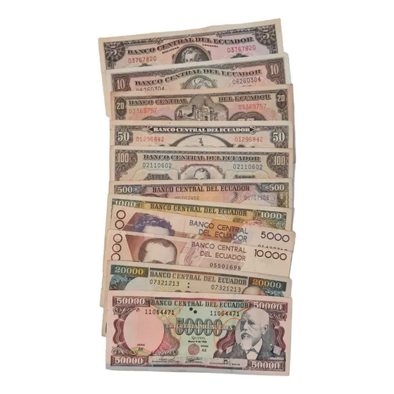 Billetes De Ecuador Coleccion De 5 A 50000 Sucres Son 11
