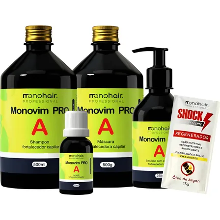 Kit Monovin Pro A Original Crescimento Capilar Acelerado (4 Itens) Autorizado Anvisa + Brinde