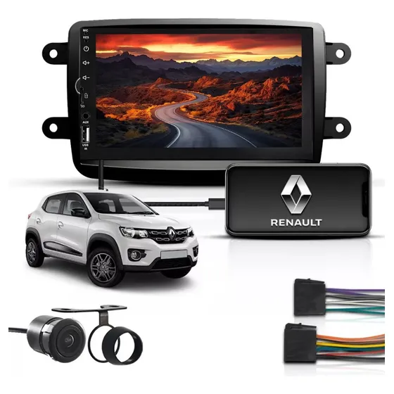 Kit Central Multimidia 7  2 Din Mp5 Bt Espelha Renault Kwid