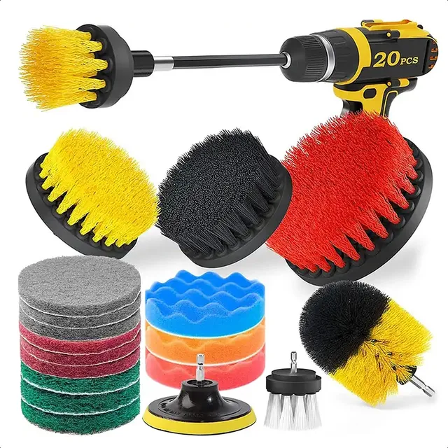 Set 20 Piezas Limpieza De Auto Hogar Cepillos Para Taladro
