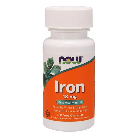 Suplemento De Hierro Now Foods Iron 18 Mg 120 Vcaps (paquete