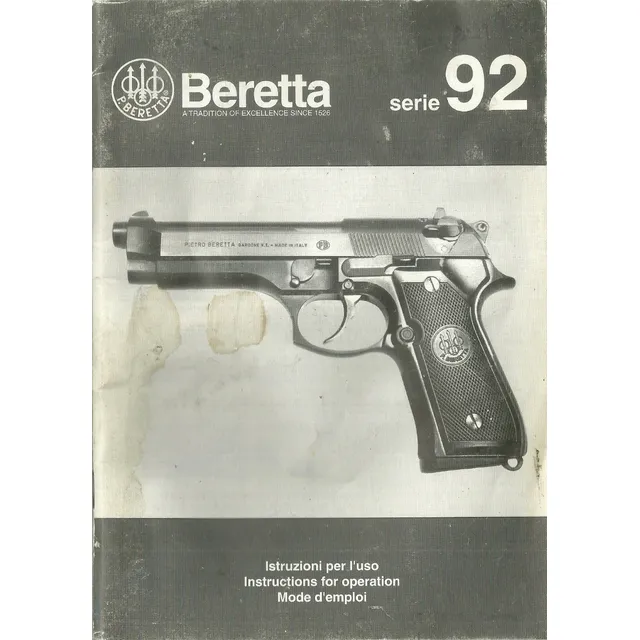 Libro Fisico Manual De La Pistola Beretta Serie 92  Original