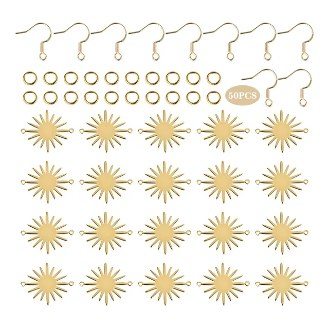 Buufan 50 Unidad Conector Laton Chapado Oro 18 Quilate S Sol