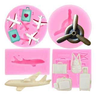Molde De Silicona Para Avión Y Helices, Juego De 4 Molde De Silicona Para Avión Y Helices, Juego De 4