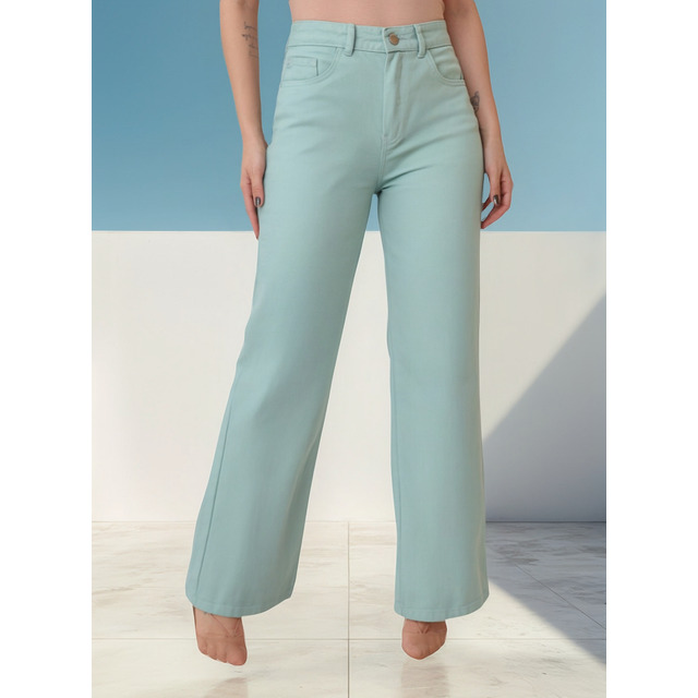 Calça Wide Leg Feminina Pantalona Cintura Alta Jeans Calça Wide Leg Feminina Pantalona Cintura Alta Jeans
